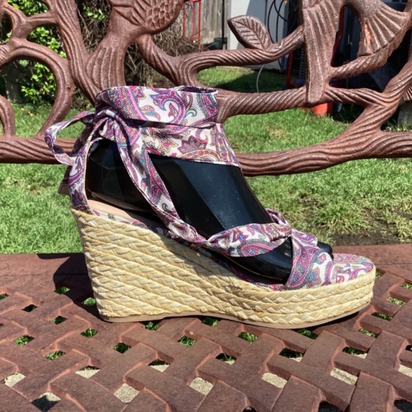 💋Nanette Lapore Strappy Jute Wedge Espadrille Sandal - Picture 4 of 7